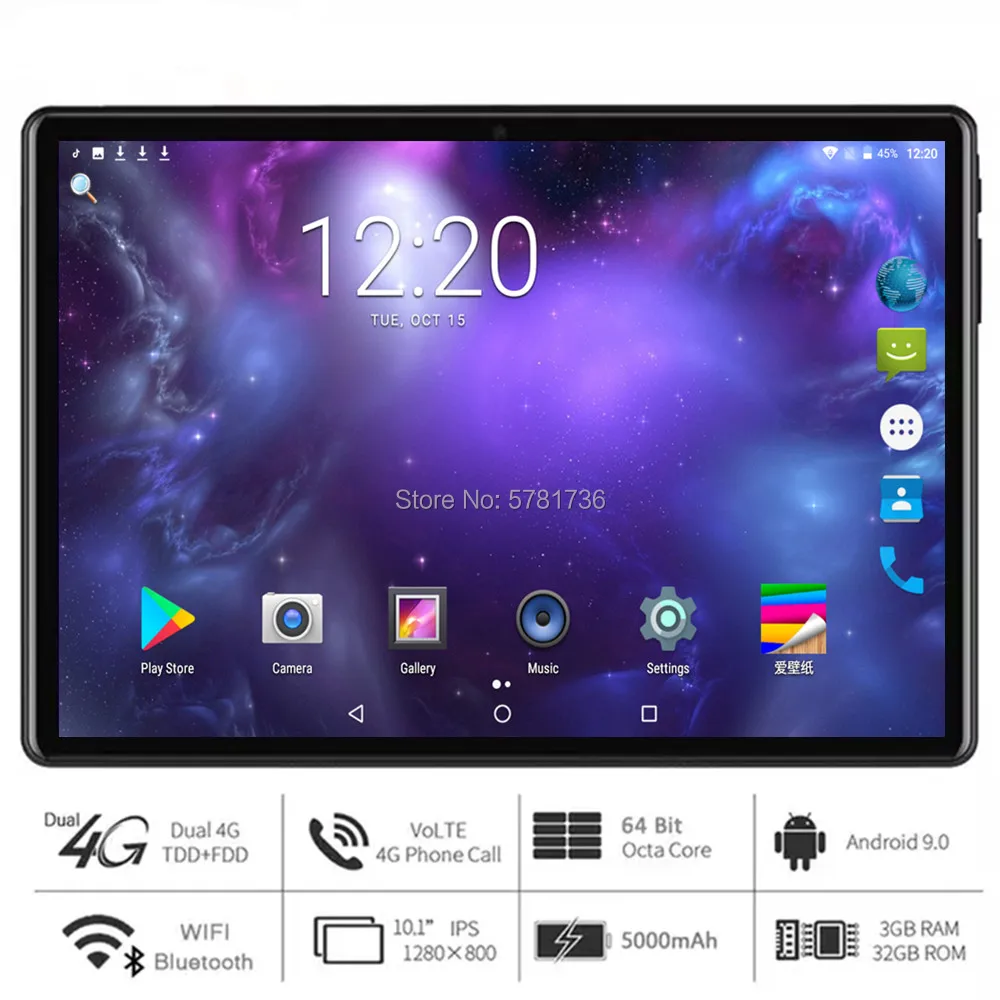 Планшет 10 дюймов 8 ядер Android 9 0 3 Гб ОЗУ 32 ПЗУ 1280x800 HD экран 5 Мп 4G LTE|Планшеты| |