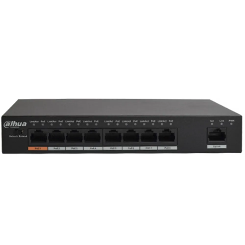 Коммутатор Dahua PoE DH-S1500C-8ET1ET-DPWR 8-канальный коммутатор питания Ethernet Поддержка 802.3af 802.3at POE+ стандарт питания Hi-POE