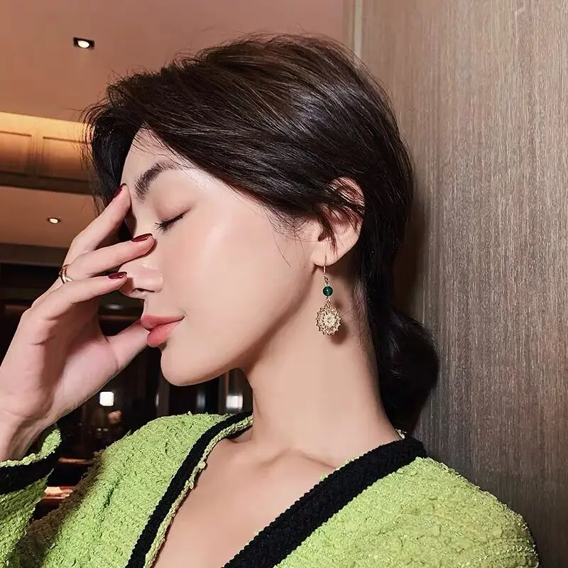 Индийские серьги новые инкрустационные полые висячие женские роскошные