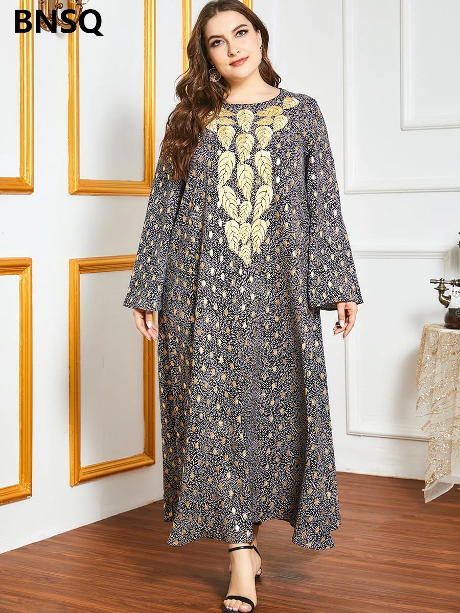 Этническая Вышивка мусульманское платье макси абайя свободные богемные