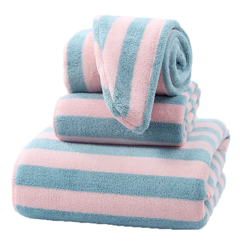 

Soft Bath Towel Set Cotton Three Piece Larger Absorbent Bath Towels Dry Hair Household Use Drap De Plage Home Textile EF50BT