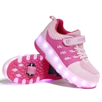 2022 new roller skate shoes for children usb charging luminous sneakers with two wheels led light kids flashing casual shoes