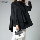 Женская рубашка с длинным рукавом, на пуговицах, элегантная, весенняя, асимметричные блузы, топы большого размера, ZANZEA, 2021