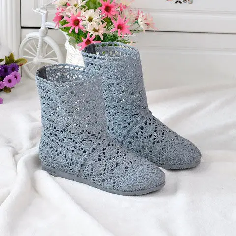 

2021 new summer ladies Martin boots hollow mesh boots thick-soled ankle boots single boots flat shoes sandals increase female bo