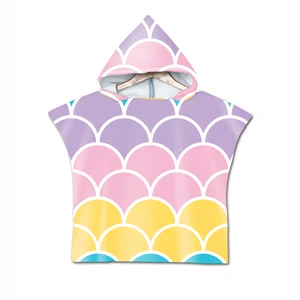 Пляжное полотенце с 3D-принтом рыбьих чешуек и луной, детское банное полотенце с капюшоном, мягкое банное полотенце для маленьких мальчиков и девочек