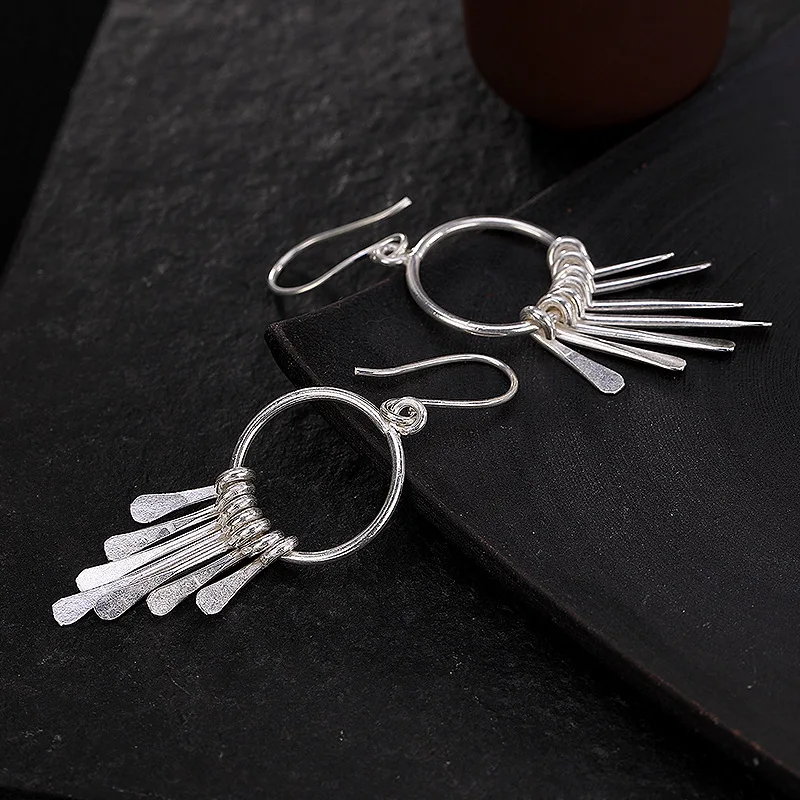 Серебряные ювелирные изделия 925 популярные круглые серьги в этническом стиле