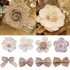 Искусственные цветы из джутовой мешковины, с бантом, 5 шт., винтажные свадебные аксессуары, украшение для дома, ручная работа, сделай сам, ремесло