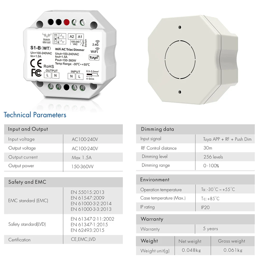 Wifi LED Dimmer Triac 220V 230V 110V AC Tuya Smart Life APP Alexa Echo Google Home Assistant Vioce RF2.4G Remote Control | Лампы и