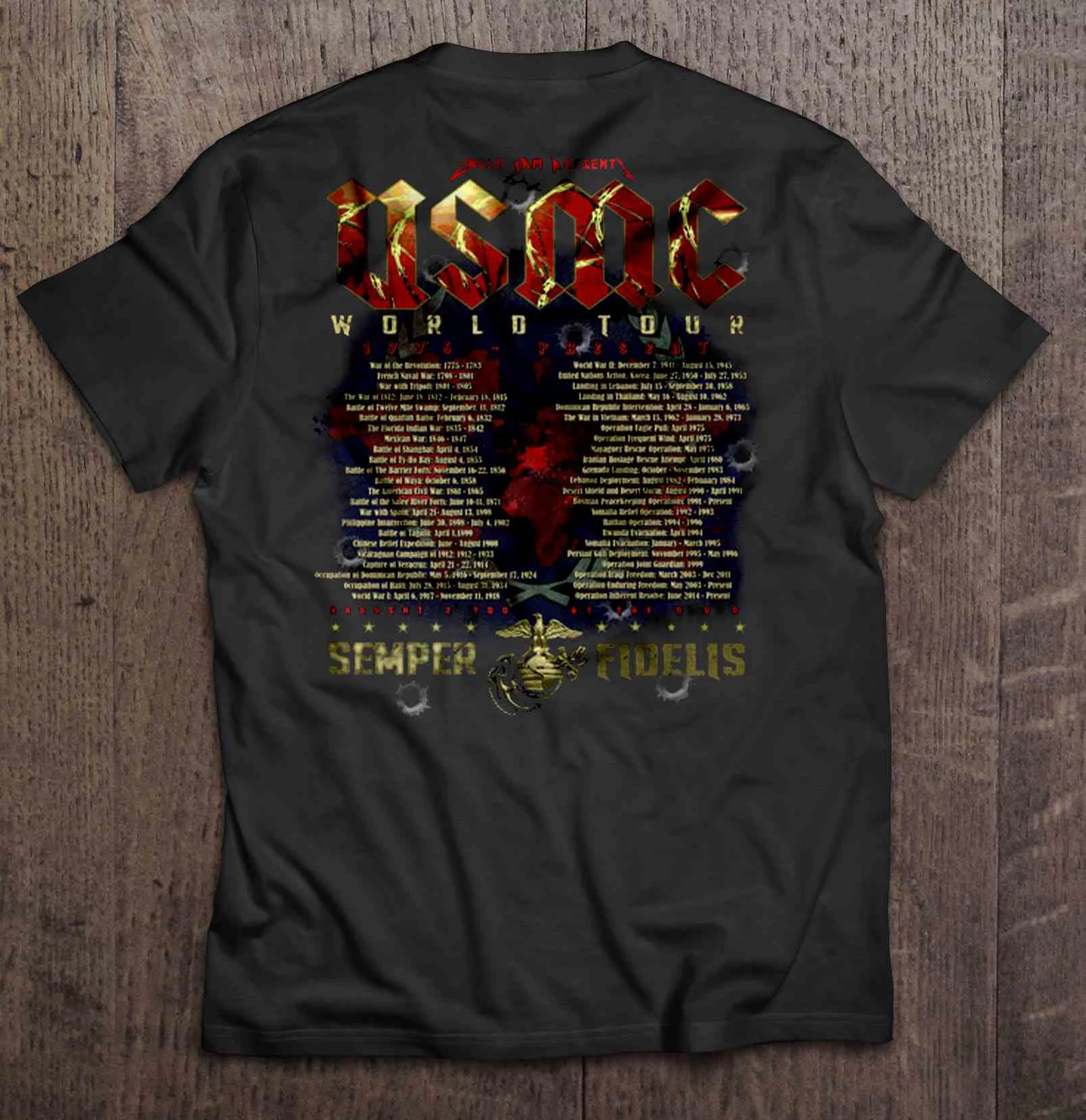 Usmc World Tour Semper Fidelis футболки с морским корпусом США |