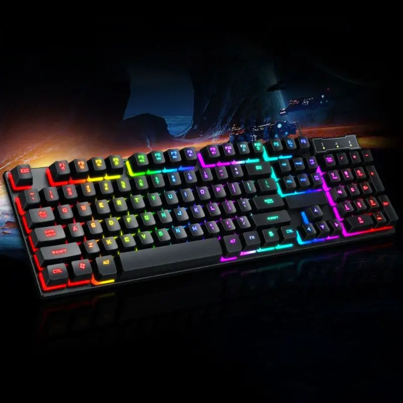 

USB Wired Gaming Keyboard 104 Keys Mechanical Feeling Gamer Backlit Keyboard for Computer Laptop