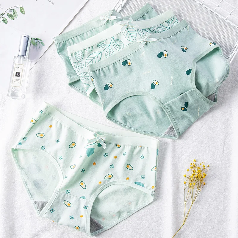 5 шт. женские хлопковые трусики с принтом