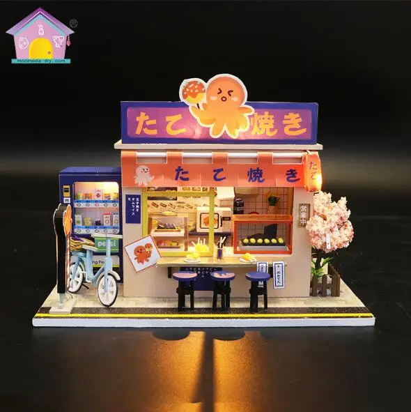 

Japan Store DIY DollHouse Wooden Doll Houses Miniature shop Furniture Kit Toys for children