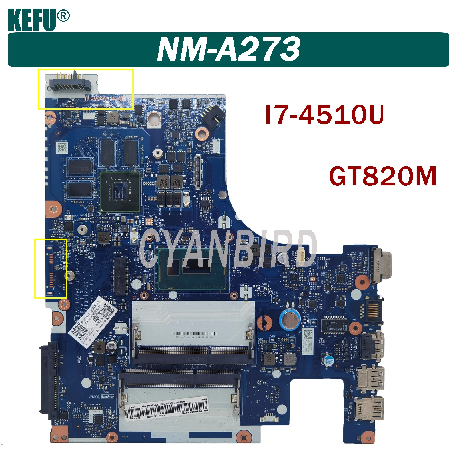 

KEFU NM-A273 подходит для Lenovo Φ Материнская плата ноутбука с Φ GT820M 100% test OK