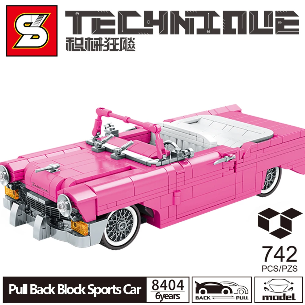 

SY BLOCK Open-Top Roadster Building Blocks Car Technical Super Sports Vehicle DIY Assembly Bricks Education Toys Gift For Girls