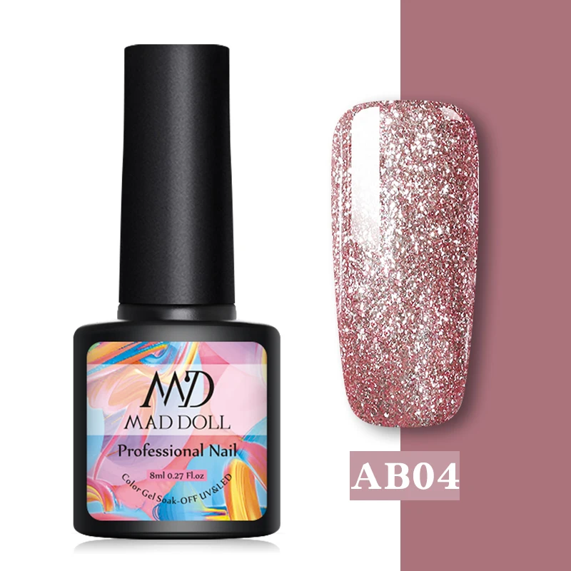 AB04 MAD DOLL, 8 мл, Гель-лак для ногтей, Одноцветный, черный, белый, лак для ногтей, гель для ногтей, отмачиваемый, УФ-гель длительного действия Гель-лак, 60 цветов - Цвет: AB04