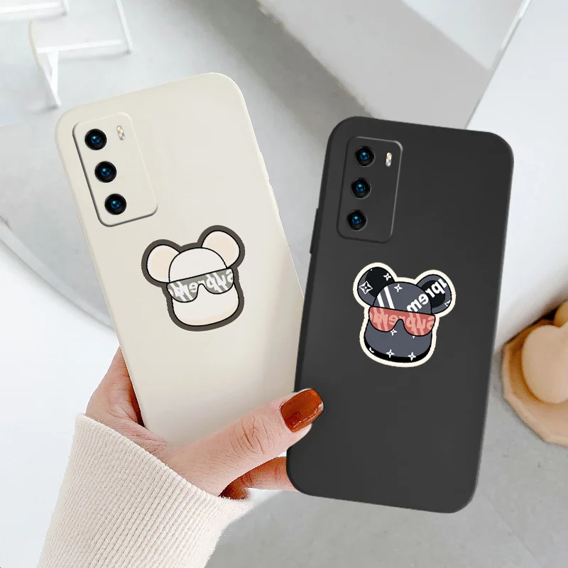 

Cool Bear Soft Case For Huawei P40 P50 P30 P20 Pro Lite Mate 40 30 20 Pro Lite Nova 5t Y7A Liquid Silicone Phone Cover Coque