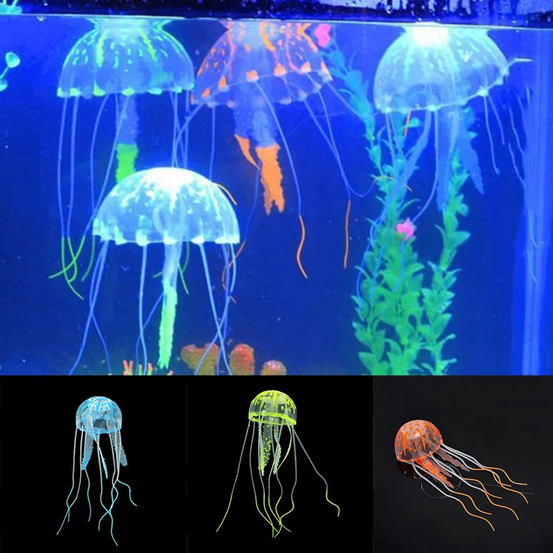 

Glowing Artificial Vivid Jellyfish Silicone Fish Tank Decor Aquarium Decoration Ornament 3 Months Warranty Fish Tank Decoration