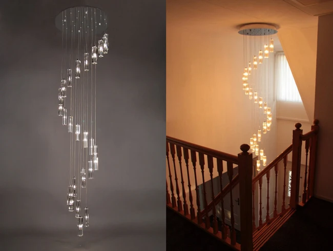 売却 Modern Spiral Crystal Stick Pendant Light 400*1500mm 25 Heads