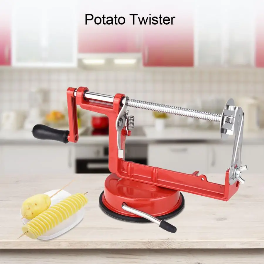 1Pc Stainless Steel Potato Vegetables Fruit Spiral Chopper Carrot Manual Twister Cutter Suction Base Kitchen Tool | Дом и сад