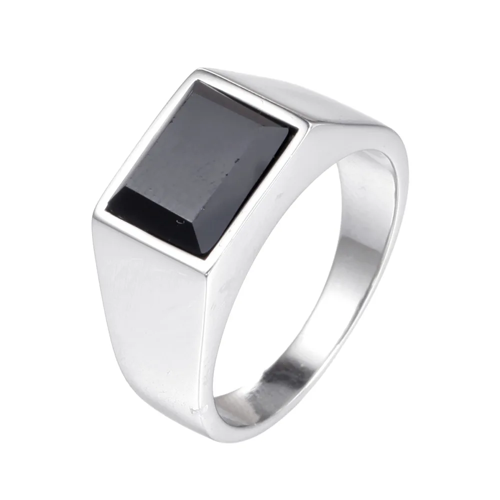 

Кольца Megin D из нержавеющей стали титана в стиле ретро, винтажные в стиле хип-хоп с черным агатом и камнем для мужчин и женщин, Подарочные ювел...