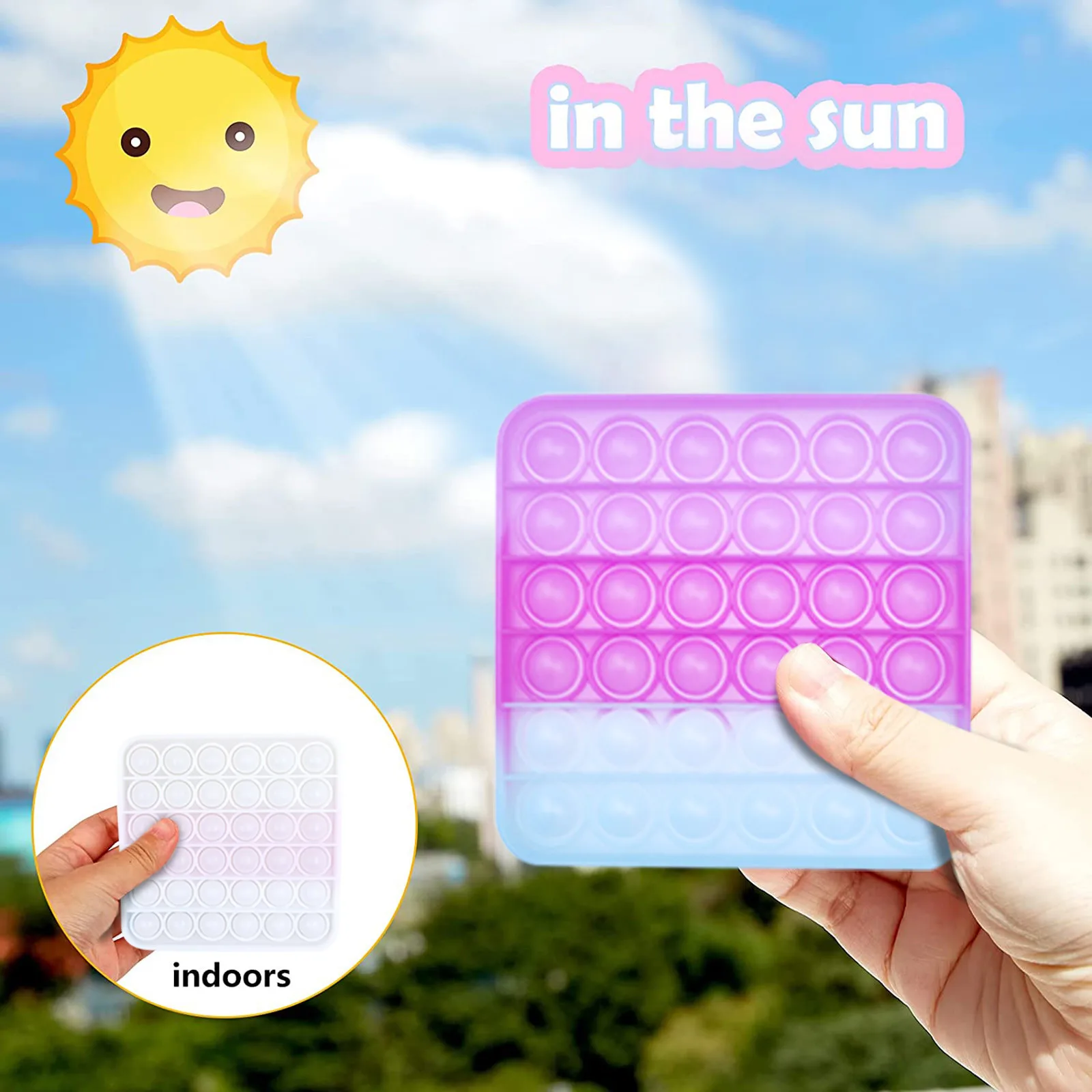 

Sunlight Discoloration Bubble Sensory Novelty Push PopAnti-Anxiety Rodent Contr Square unzipped new toys for kids and adults