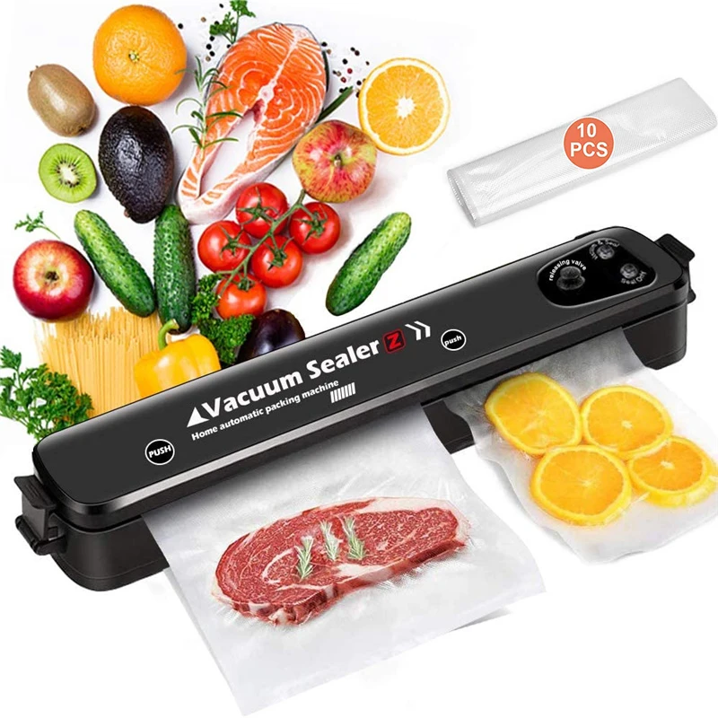 

220V/110V Kitchen Vacuum Food Sealer Automatic Portable Household Food Vacuum Sealer Packaging Machine Include 10Pcs Bags