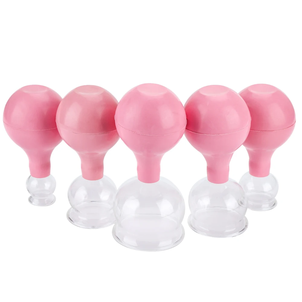

5 Sizes Medical Glass and Rubber Vacuum Suction Cupping Cups Family Body Massage Chinese Therapy Cupping HealthCare Tool Hot