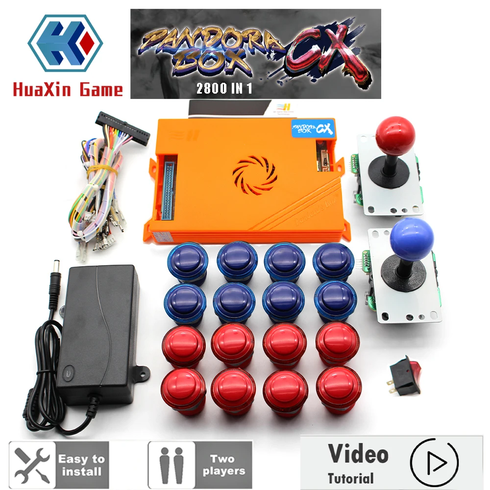 Enlarge Original Pandora Box CX 2800 Games Set DIY Arcade Kit Push Buttons Joysticks Arcade Machine Bundle Home Cabinet with manual