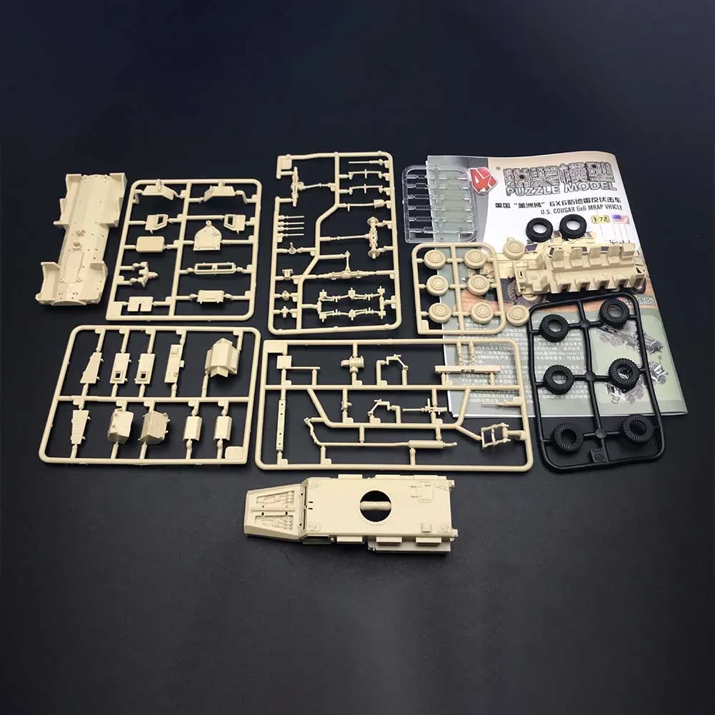 

1/72 дисплей, подарок, 6x6 игрушек, набор моделей Mrap, сборка «сделай сам», 4D, Детская Современная армия США, Кугар, пластиковый дом