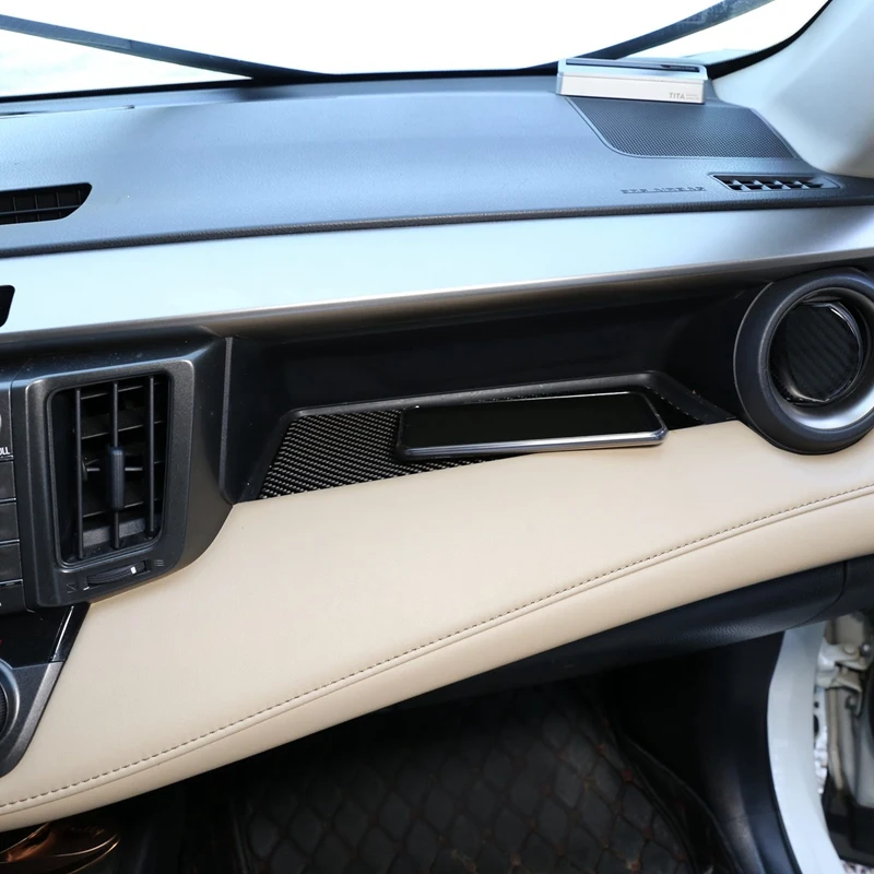 

Carbon Fiber ABS Co-Pilot Storage Box Panel Cover Trim for Toyota RAV4 2015-2019 Interior Accessories
