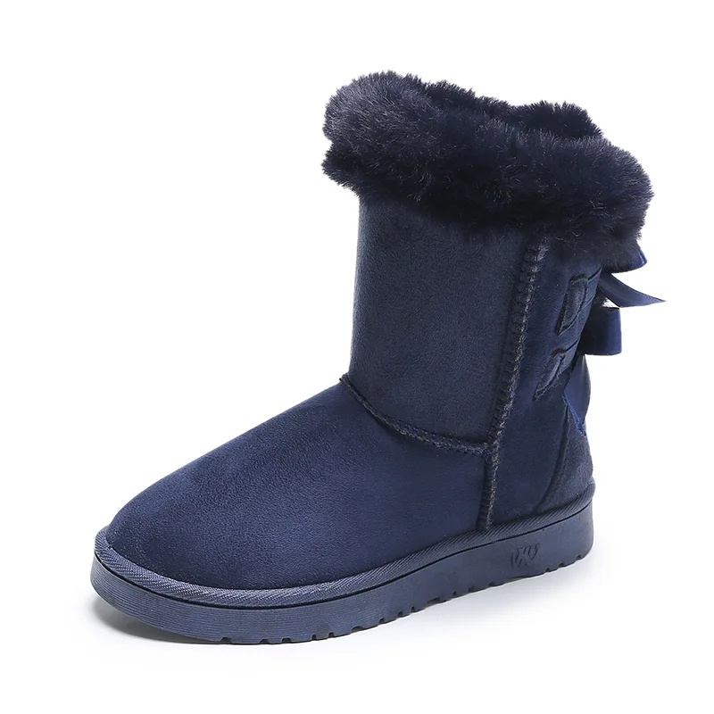 

Брендовые высококачественные женские ботильоны с бантом, плюшевые теплые женские зимние ботинки на шнуровке, Новое поступление, женские бо...