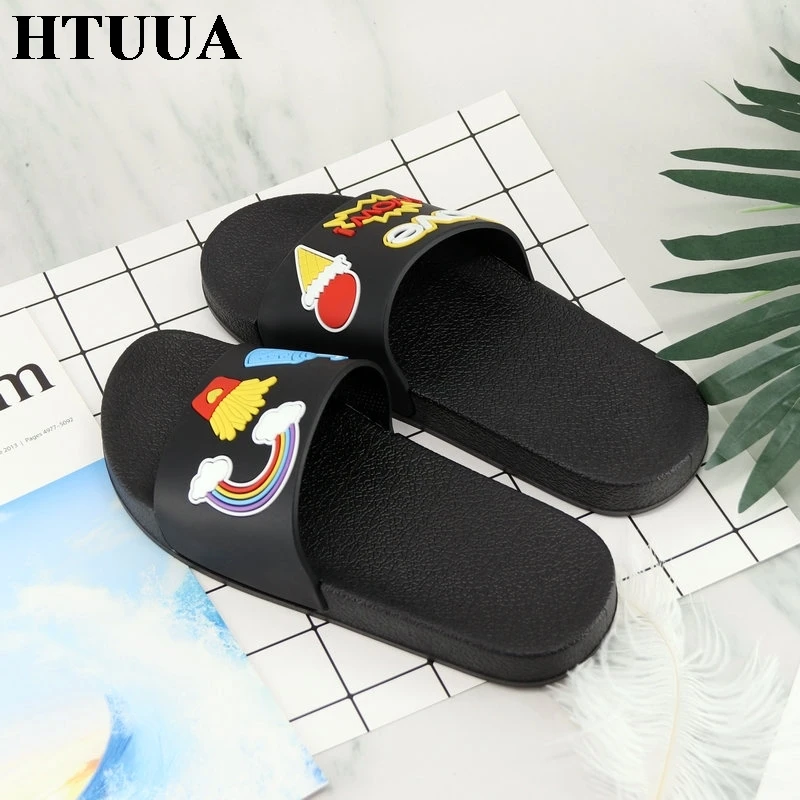 HTUUA/Новинка; корейские тапочки с мороженым; женские шлепанцы на плоской подошве; домашние Тапочки для ванной; пляжные вьетнамки; Летняя обувь; SX2176