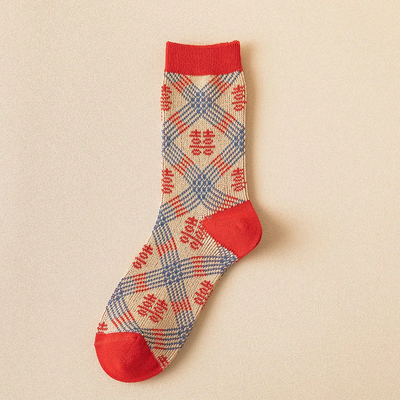 Celebrates The New Year Lucky Socks Red Socks 11 PAIRS Women's Stockings Winter Middle Tube Socks Wedding Gifts Cotton Sock