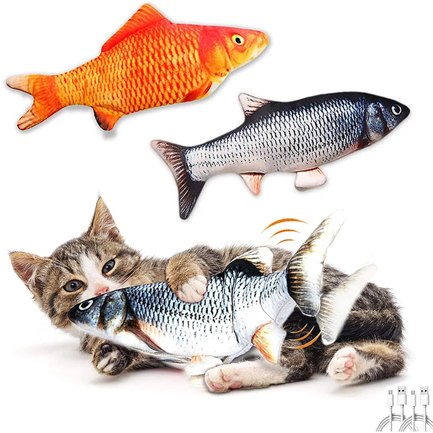 

Electric Cat Toys Fish Interactive USB Charging Realistic 3D floppy Fish toys for Cats Puppy Dog Pet Chew Bite Toys Pet Supplies