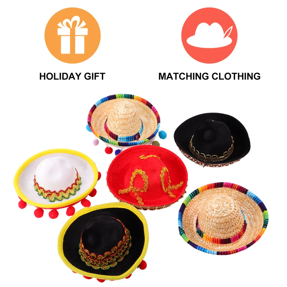 6pcs Hat Design Hair Hoop Funny Headband Adorable Accessory Mini Mexican for Woman Kids Party Festival | Дом и сад