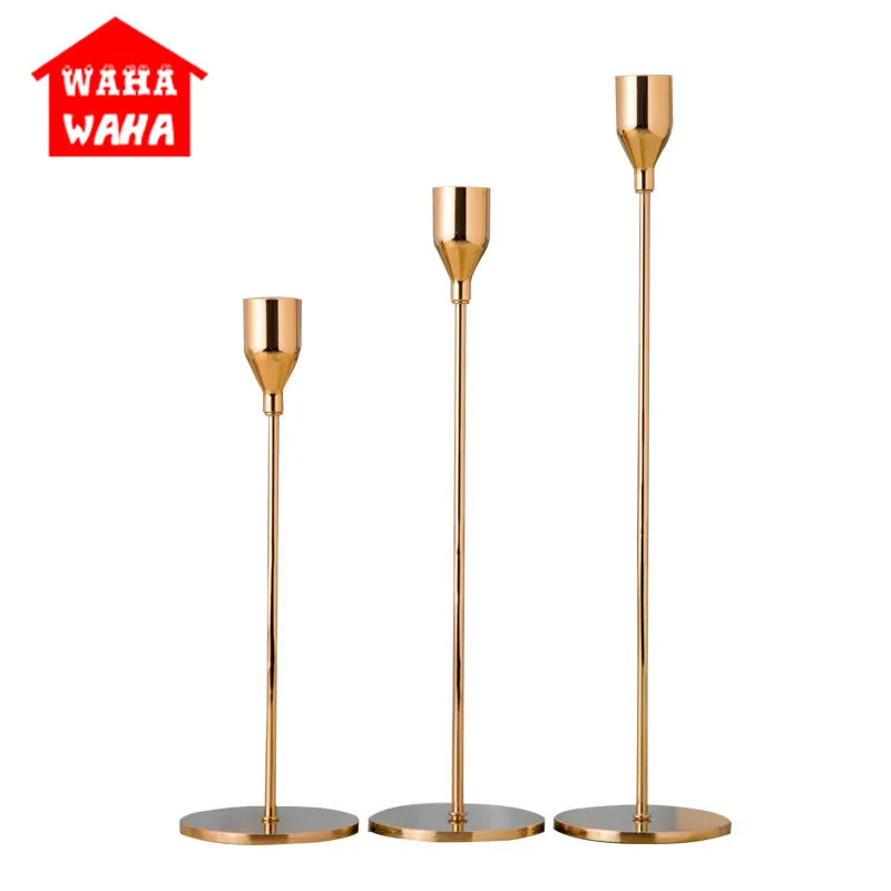 Металлические подсвечники в китайском стиле простое золотистое свадебное