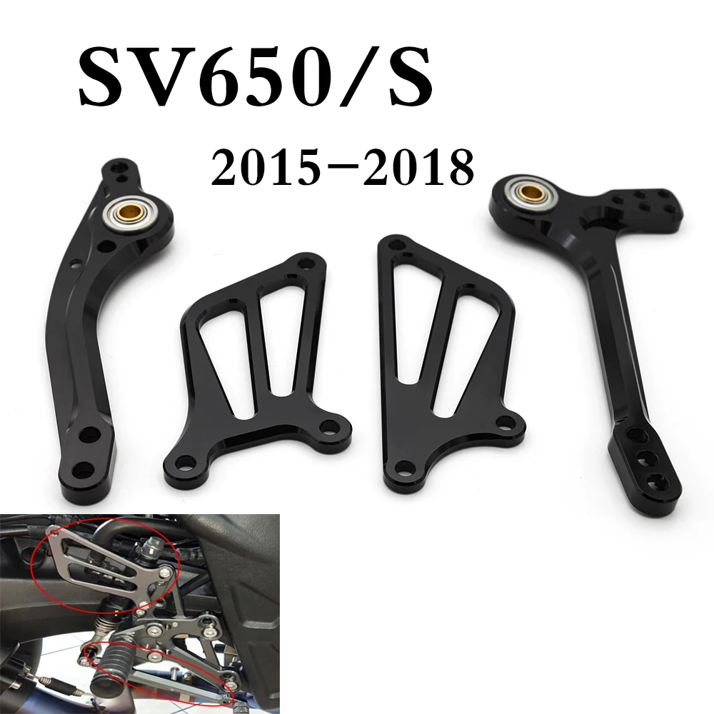 Reposapiés trasero de aluminio para motocicleta, palanca de cambio de marchas de freno y ala, para Suzuki SV650, SV650S, SV 650, 2015-2018