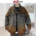 Мужская джинсовая куртка оверсайз LAPPSTER, модель 2022 года, мужская джинсовая куртка в стиле пэчворк, стиль панк, повседневная жаккардовая куртка