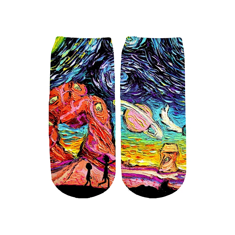 PLstar Cosmos/Новинка года; милые короткие носки с 3D принтом с героями мультфильмов Rick and Morty для мужчин и женщин; корейские носки в стиле Харадзюку; WZ888