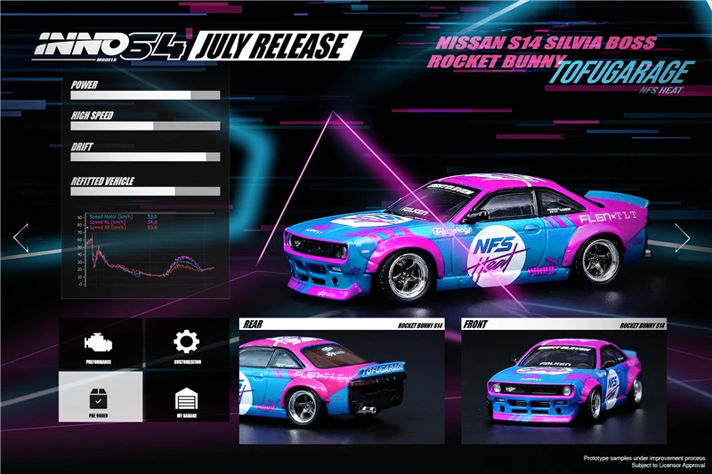 INNO 1:64 NISSAN SIVIA S14 ROCKET BUNNY Pandem литая модель автомобиля | Игрушки и хобби