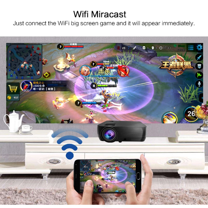 powerful mini projector support 720p media player 3d home cinema play game android wireless sync display for phone video beamer free global shipping