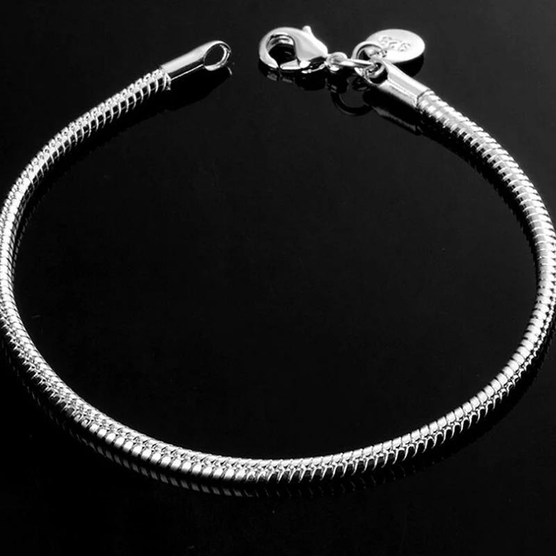 3MM Snake Bones Bracelet Ladies Simple Chain Fashion Popular Silver Colour Jewelry Couple high-end Gifts | Украшения и аксессуары