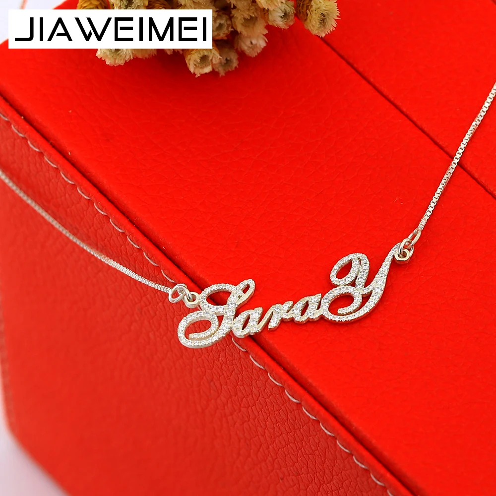 Женское Ожерелье из циркония 925 пробы модное ожерелье с индивидуальным именем