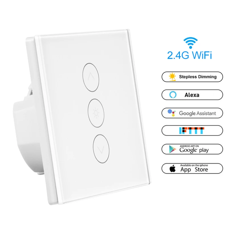 Wifi сенсорный переключатель для штор настенный переключатель Голосовое управление Alexa/Google Phone управление для электрического шторного двигателя умный дом - Цвет: US White