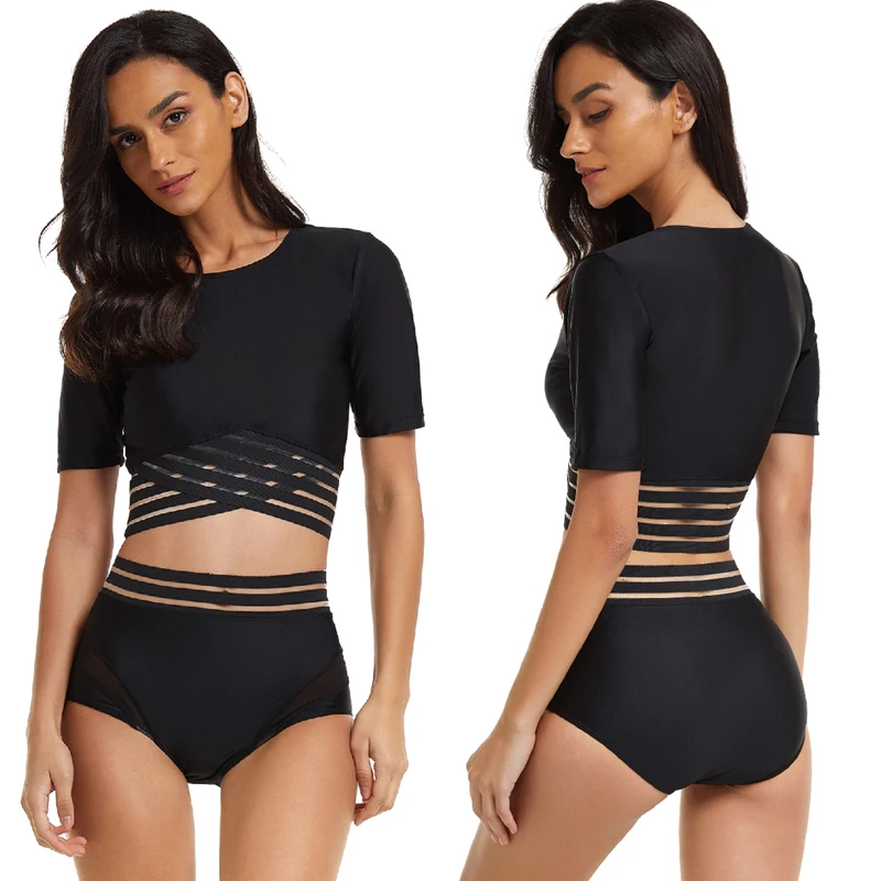 

Женский однотонный купальник с длинным рукавом и эффектом пуш-ап