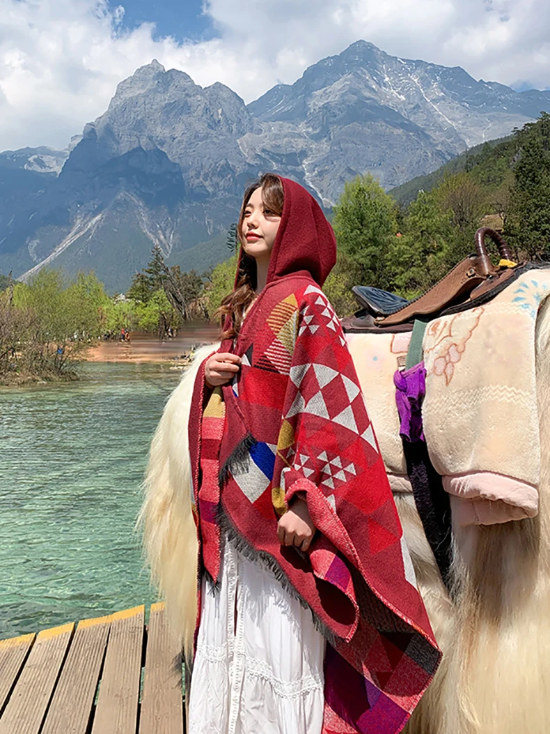 Женская накидка и шаль в богемном этническом стиле Юньнань теплая дорожная