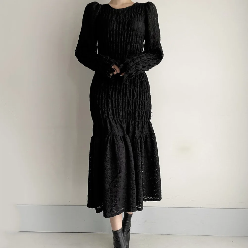 

Korean Version Japanese Ladies Dresse Spring Autumn The New Mermaid Fashion Temperament Elegant Thin Hot Sale Round Neck