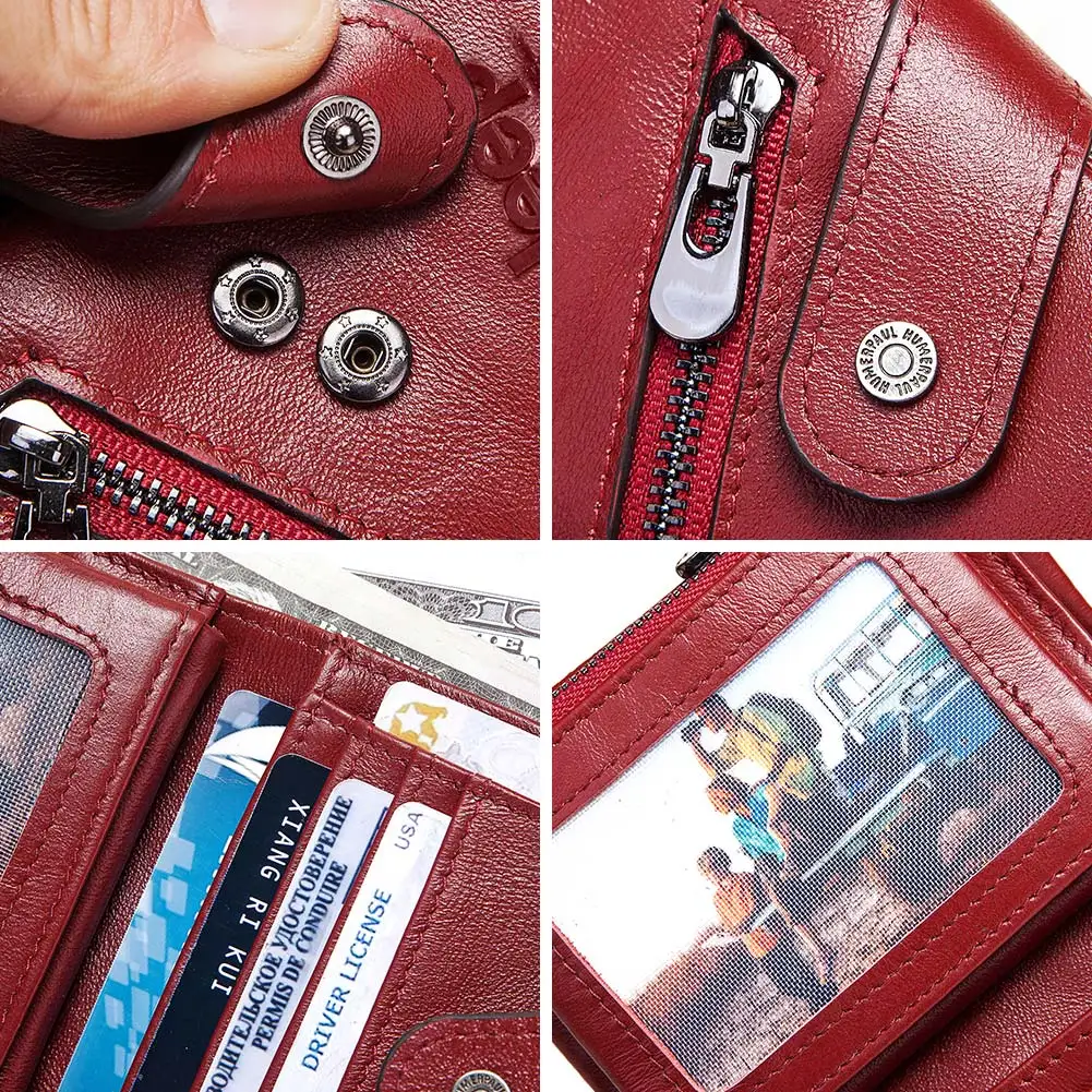 

2020 New Style Women's Wallet Rfid Genuine Cow Leather Female Wallets Ladies Mini Coin Purse Fashion Portomonee Pocket Vallets