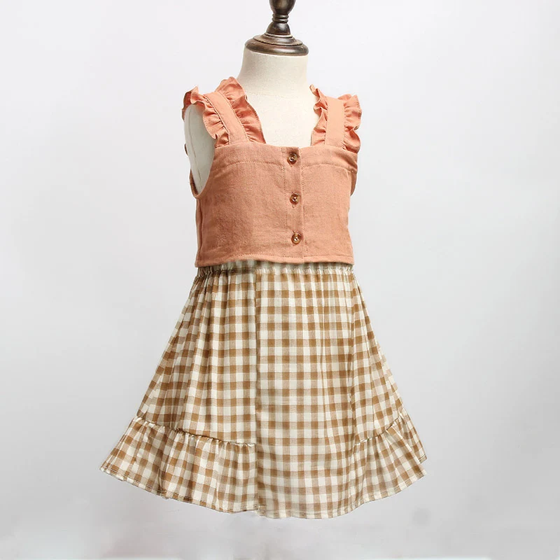 Комплект из двух предметов детская одежда для маленьких девочек клетчатые