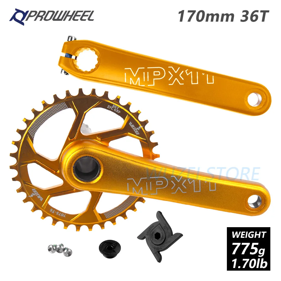 170mm Yellow 36T PROWHEEL MPX11 Кривошип горного велосипеда цепное колесо 170/175 мм/30/32/34/36/38 T звезды MTB велосипед диаметра окружности болтов для SRAM GXP XX1 X9 модными принтами XO X01 - Цвет: 170mm Yellow 36T